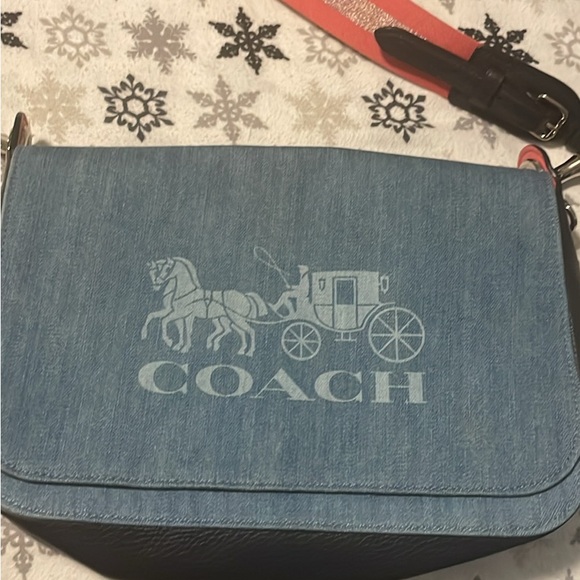Coach Blue Denim Crossbody Bag with Iconic Logo